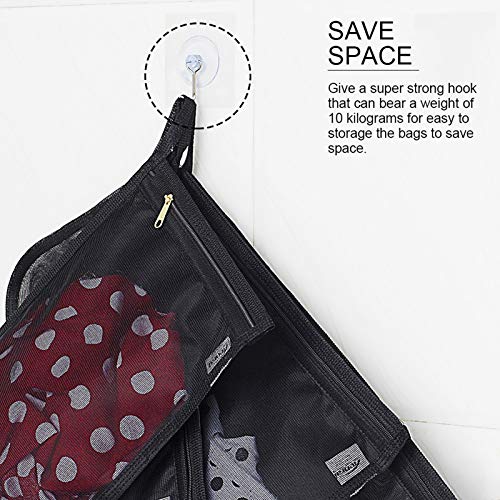 TENRAI Delicates Laundry Bags, Bra Fine Mesh Wash Bag for Underwear, Lingerie, Bra, Pantyhose, Socks, Use YKK Zipper, Have Hanger Loops (Black, 1 Large & 1 Medium) - size: 1HL-YKK-LBR2-BLACK-1ML