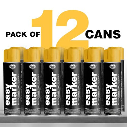 Fox Valley Easy Marker Inverted Spray Paint 16oz Pack of 12, Yellow