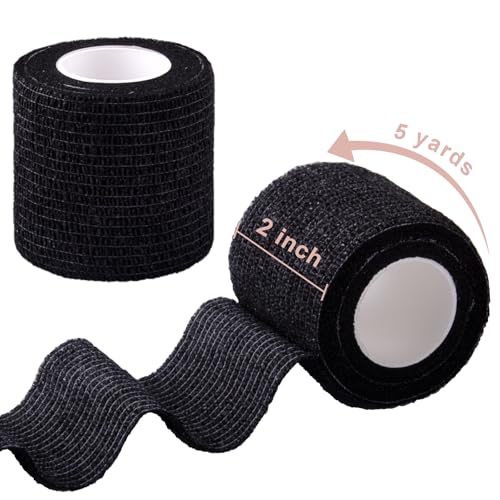 BQTQ 50 Rolls Self Adhesive Bandage Wrap 2 inch Self Adherent Tapes(Black) - color: Black, size: 2 Inch