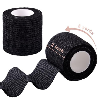BQTQ 50 Rolls Self Adhesive Bandage Wrap 2 inch Self Adherent Tapes(Black) - color: Black, size: 2 Inch