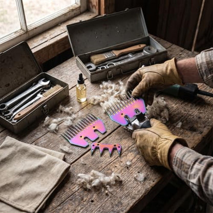 Fabater Sheep Shears Blades, High Carbon Steel 13 Tooth Replacement Blades, Electric Wool Shear with Colorful Design for Goats Sheep Alpacas Grooming Efficient Cutting Without