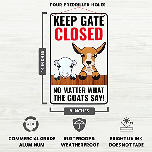 Venicor Goat Sign Decor - 14 x 9 Inches - Aluminum - Goat Gifts for Goat Lovers - Goats Supplies Toy Accessories Stuff