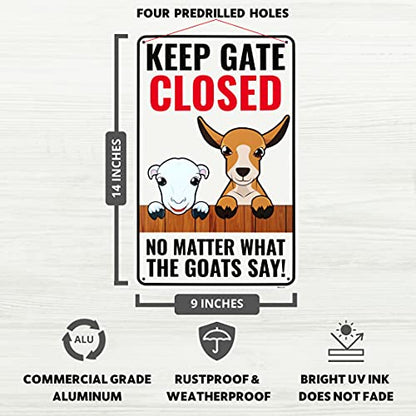 Venicor Goat Sign Decor - 14 x 9 Inches - Aluminum - Goat Gifts for Goat Lovers - Goats Supplies Toy Accessories Stuff