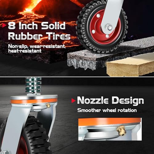 8 Inch Heavy Duty Fence Gate Wheel 600lb Capacity for Metal Tube Gates | 360 Degree Rotation Spring Loaded Caster Includes Screws and Screwdriver Durable Wheel for Smooth Gate Operation (Silver) - size: 8INCH SILVER