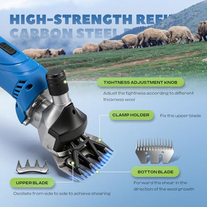 Sheep Shears Cordless 550W 2400RPM, 6 Speed & 2 Lithium Batteries