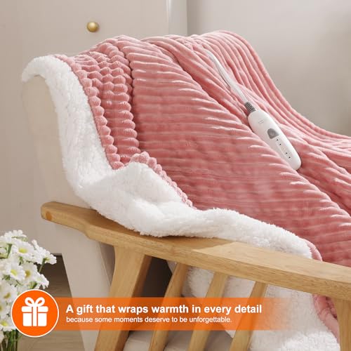 Pink Heated Blanket Full Size Electric Blanket Full 72X84 Machine Washable - color: Dusty Rose, size: Full(72"x84")