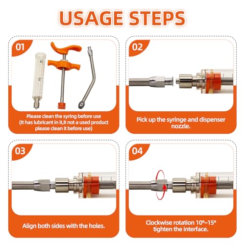 2Pcs Reusable Goat Drench Syringe with 2 Detachable Metal Drench Nozzles