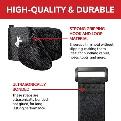 ENVISIONED Reusable Cinch Straps 2" x 40" - 6 Pack, Multipurpose Strong Gripping, Quality Hook and Loop Securing Straps (Black) - size: 2" x 40"