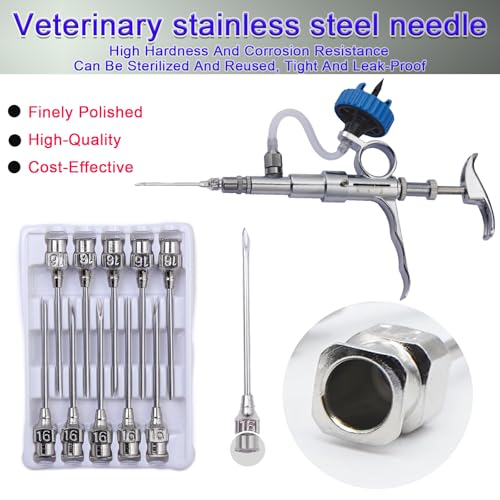 14 Gauge Veterinary Needles, Cattle Needle Poultry Injection Needles 10 Sticks, Suitable for Pigeons, Chickens, Ducks, Geese, Pigs, Sheep, Horses, And Other Large And Small Animals (14*25mm) - size: 14*25mm