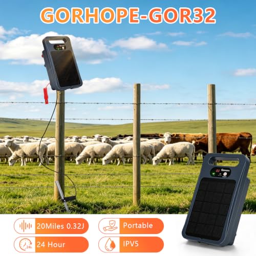 0.32J Solar Electric Fence Charger – 20-Mile Range with Smart Display Grey - color: Grey