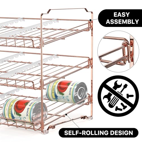 Simple Houseware 3-Tier Stackable Can Organizer Rack 36 Cans, Rose Gold - color: Rose Gold