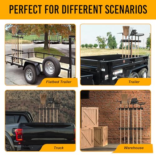 Utility Trailer Tool Rack with 6 Rubber Holes with Brackets , Dark Black - color: Dark Black