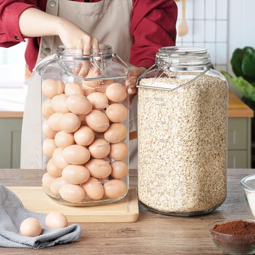 2 Gallon Glass Jar with Airtight Lid, 4.3" Wide Mouth Storage Containers