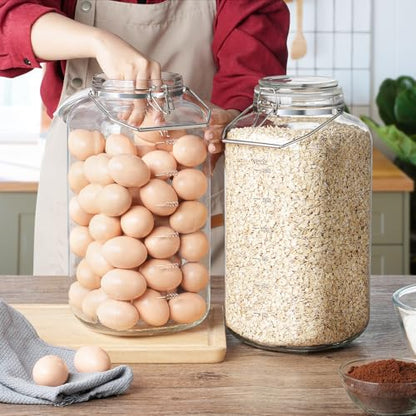 2 Gallon Glass Jar with Airtight Lid, 4.3" Wide Mouth Storage Containers