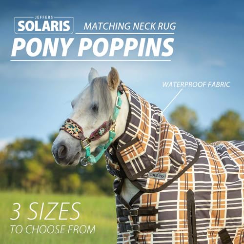 Jeffers Pony Poppins Solaris Horse Neck Rug, Brown & Cream Plaid -1200 Denier, 240g Polyfill, Water & Weather Resistant, Stable & Turnout Blanket Accessory, Breathable & Insulated Equestrian Gear, XXS