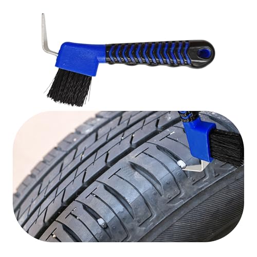 Blue Horse Hoof Pick Brush, Soft Grip Handle with Stiff Bristles for Effective Hoof Cleaning Portable Grooming Tool - color: Blue