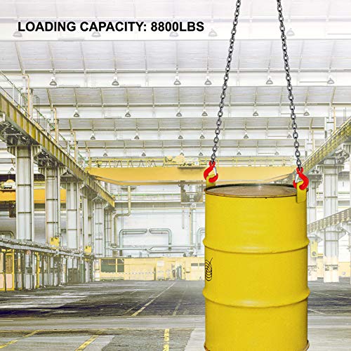 VEVOR Chain Sling, 3/8-inch x 5-ft Double-Leg Lifting Chains with Grab Hooks, 4-ton Capacity Lifting Slings, G80 Alloy Steel Double-Leg Slings - size: 3/8 Inch x 5FT