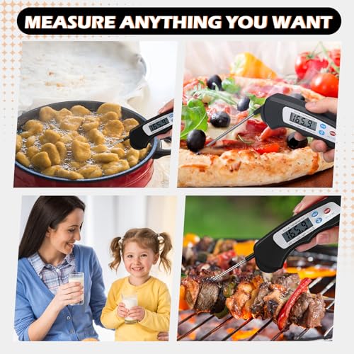 Xuhal 12 Pcs Digital Meat Thermometer with Probe Instant, Black - color: black