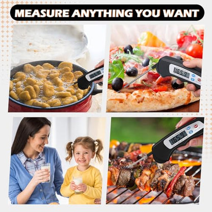 Xuhal 12 Pcs Digital Meat Thermometer with Probe Instant, Black - color: black