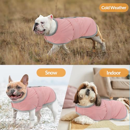 Queenmore Dog Winter Coat, Fleece Puffer Dog Down Vest, Samll Dogs Coat - color: Light Pink, size: Small