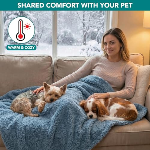 PetAmi Fluffy Sherpa Waterproof Dog Blanket for Small Pet Cat, 24x32 Blue - color: Dusty Blue, size: Small (24x32)