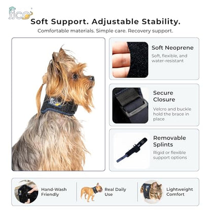Dog Neck Brace - Adjustable Cervical Support Collar with Removable Splints for IVDD, Wobbler Syndrome, Spinal Injuries & Post-Surgery Recovery - Soft Neoprene Cat & Dog Neck Wound Cover (S) - size: S