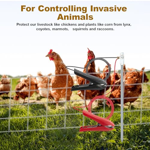 Electric Fence Wire - Ground Rod to Connect Energizer and Electric Fence Charger Solar, Solar Electric Fence Lead Wire with Alligator Clips for Generator Electric Fence