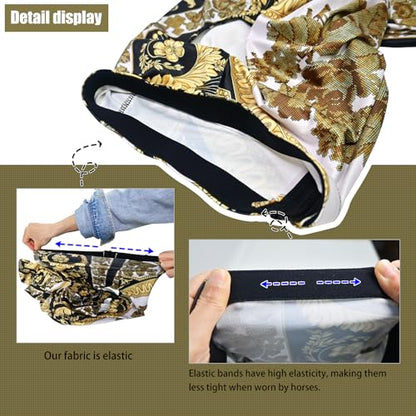 Horse Stretch Slicker Hood with Zipper, Earless Design, Black Gold, Size M - color: Black gold, size: M-1Pack