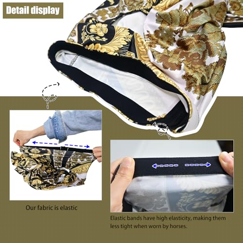 Zippered Horse Stretch Hood Without Ears, L（Black Gold） - color: Black gold, size: L-1Pack