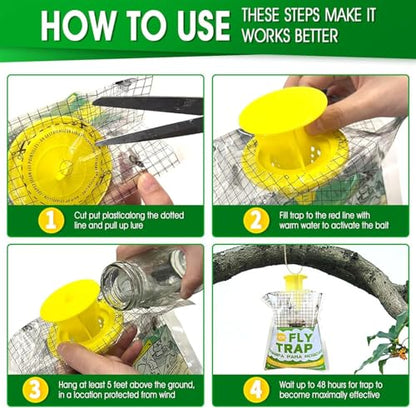 Fly Trap 8 Pack Outdoor Hanging Disposable Fly Catcher Mess-Free Bug Bags for Yard Garden Farm & Horse Ranch