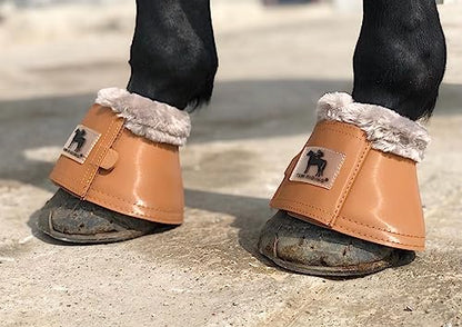 Horse Bell Boots Dressage Horse Boots XL L M S - color: Cognac Color, style: Bell Boots with Faux
