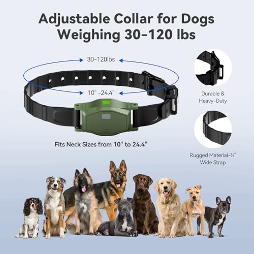 Wireless Dog Fence - Portable Electric Dog Fence with Remote Training, Waterproof Perimeter Dog Collar Containment System, Adjustable 33–656FT for Yard, Camping & RV Travel (1 Collar)