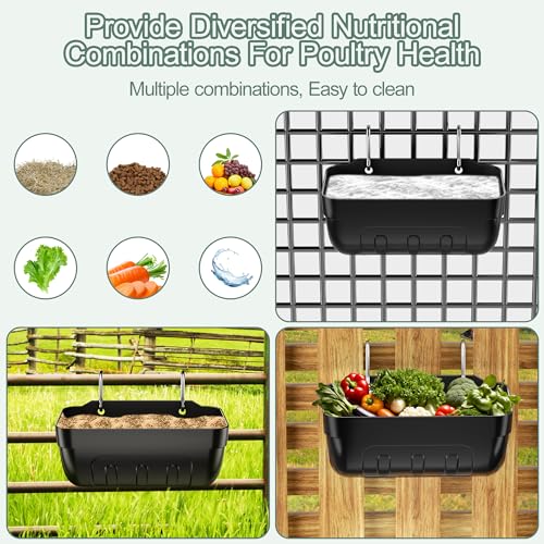 Goat Feeders Hanging Poultry Feeder Trough for Livestock, 6*3.5 Quart Black - size: 6*3.5 Quart