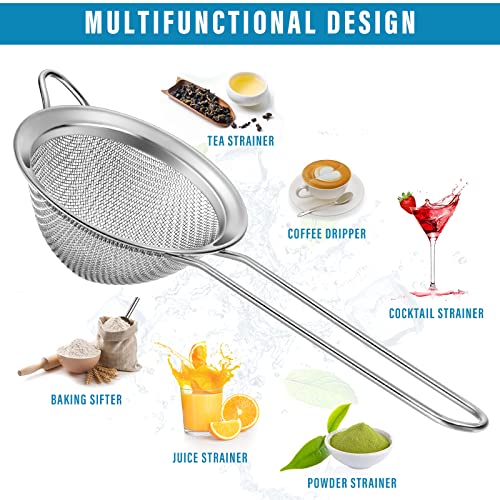 9 Pack Stainless Steel Cone Cocktail Strainer, Bar Strainer, Mesh, 3.2 in