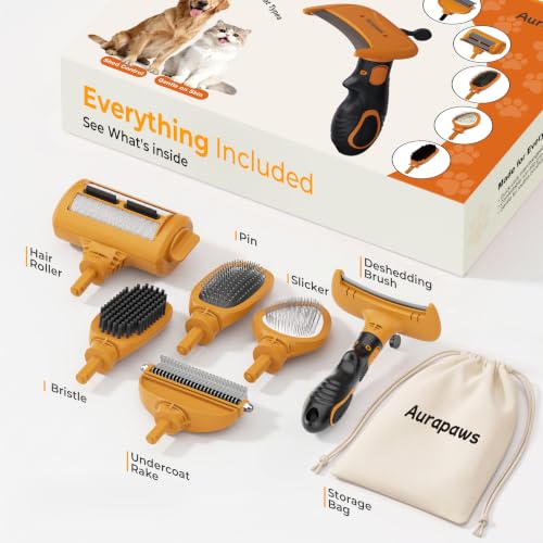Deshedding Dog Brush Grooming Kit for Dogs & Cats, All Coat Types