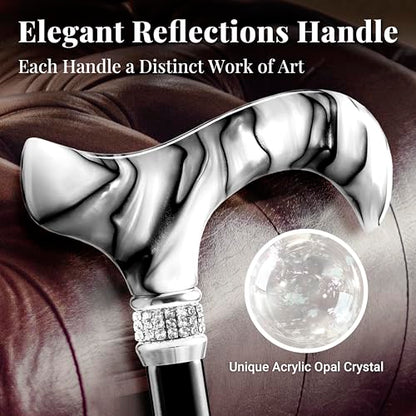 Merry Sticks Rhinestone Foldable Walking Cane for Women and Men, Royal Black - color: Royal Black, size: Classic Grip