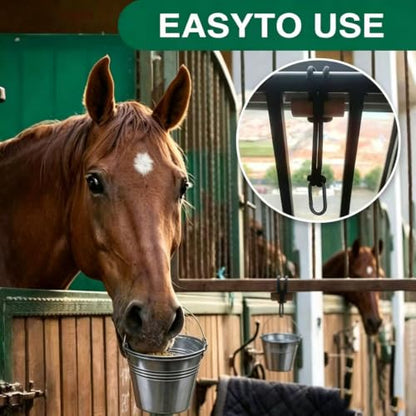 Horse Bucket Strap for Owners Multi-Purpose Adjustable Barn Strap Classic Black with Wooden Snap Perfect Stall Hanging & Organizing Hay Chix Stalls Hanger Water Buckets Multipurpose(Black) (2)