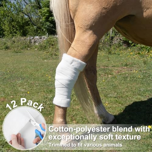 Abbylike 12 Pack Cotton Horse Leg Wraps Liner 14"x 36" Soft Breathable No Bow Wraps for Horses Standing Horses Sheep Stall Wrapping & Trailering - size: 14"X 36"