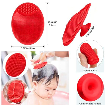 Baby Hair Brush and Comb Set for Newborns & Toddlers | Wooden Baby Brush Set with Soft Goat Bristles l Wood Comb l Red Cradle Cap Brush| Ideal for Cradle Cap (3 Piece) - color: 3pcs(red Cradle Cap Brush+hair Brush+wood Comb)
