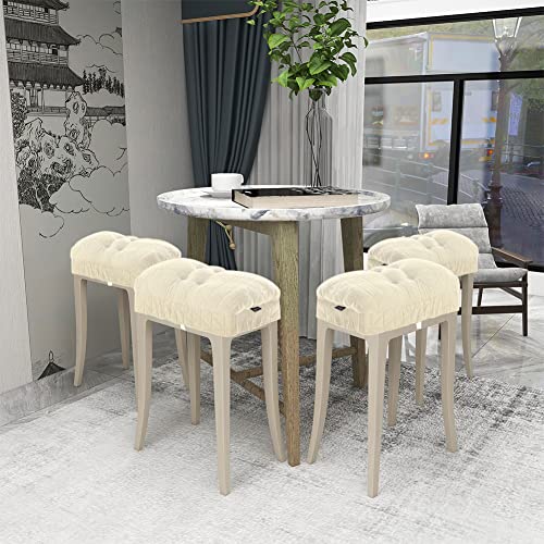 BUYUE Saddle Stool Seat Cushion, Luxury Triangle Fashion Jacquard with Anti-Skid Silicone Bar Stool Cushion Padded (Beige, Rectangular,1 Count) - color: Beige, style: Saddle