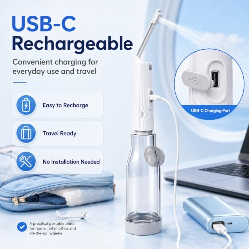 Portable Bidet for Travel, 400ml Rechargeable Electric Bidet Sprayer