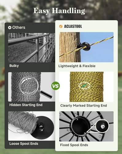 Electric Fence Wire, 5000ft 1524m, Upgraded 9 Stainless Steel Strands for Reliable Conductivity and Rust Resistance, UV Resistant - size: 5000 Feet/1524 Meters