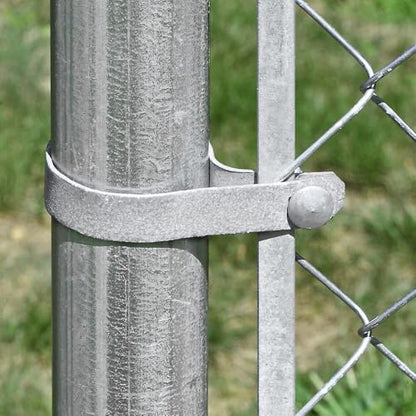 Galvanized Steel Chain Link Tension Band, Durable Steel Chain Link Fence Hardware, Rust-Resistant, Easy Install, Includes Required Bolt (3, 4") - size: 4 Inch