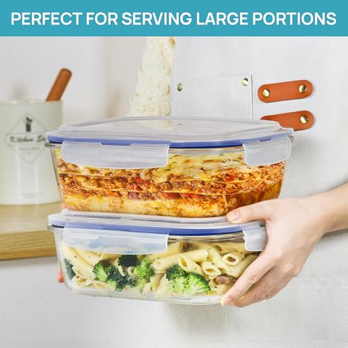 Vtopmart 2Pack 2260ml/76.4oz Extra Large Glass Storage Containers, Blue - color: Blue, size: 76.4oz