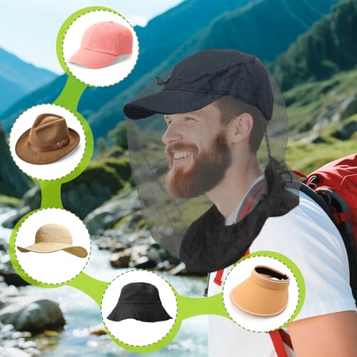 South to East Premium Mosquito Head Net for Insect 2 Pack, Ultra Clear View - color: Coal-black