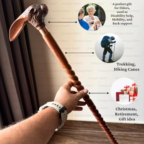 Brass Handle Victorian Telescope Foldable Wooden Walking Stick Cane Ideal Vintage Gift Men Women Father/Mother - style: Rabbit Copper Finish