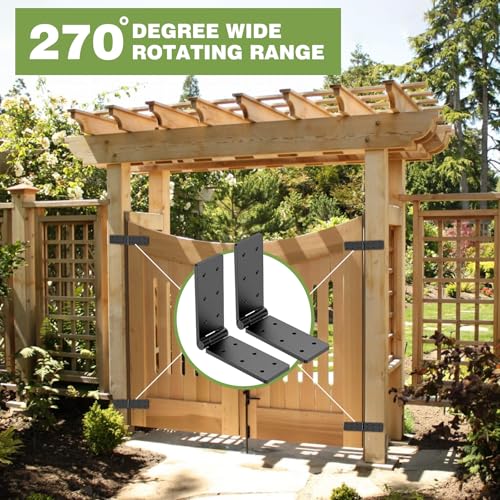 Gate Hinges,270° Solid Double Layer Butt Hinge for Gates,Fence Doors