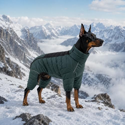 ArmyGreen Dog Jumper, Windproof, Reflective - Dirigible Winter Jacket for S, M, L - Zip, Adjustable Sizes - color: Armygreen, size: S (10.5inch Back)