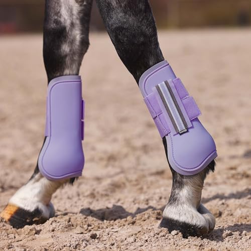 HORZE Adepto Open Front Tendon Boots | Durable Shell with Neoprene Lining - Languid Lavender Purple - Pony - color: Languid Lavender Purple, size: Pony