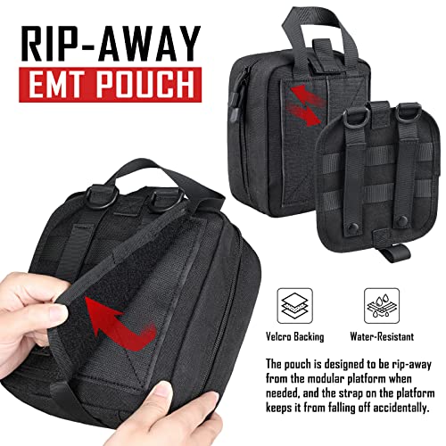 LIVANS 1000D First Aid Bag Empty, Medical Ifak Pouch for Emergency & EMT - color: Black(7.1"l X 3.5"w X 8"h)